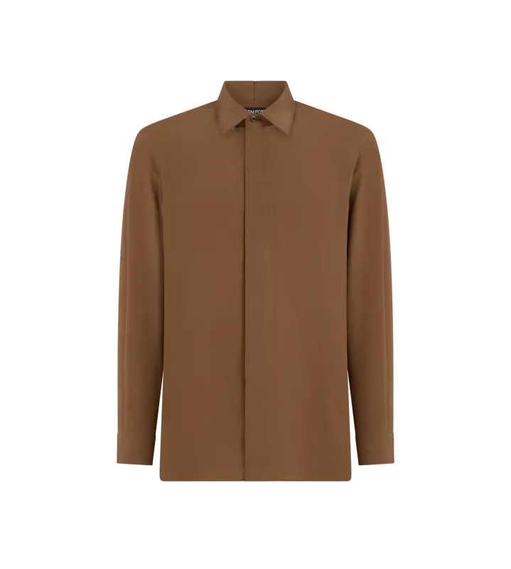SILK FLUID FIT SHIRT LIGHT BROWN online